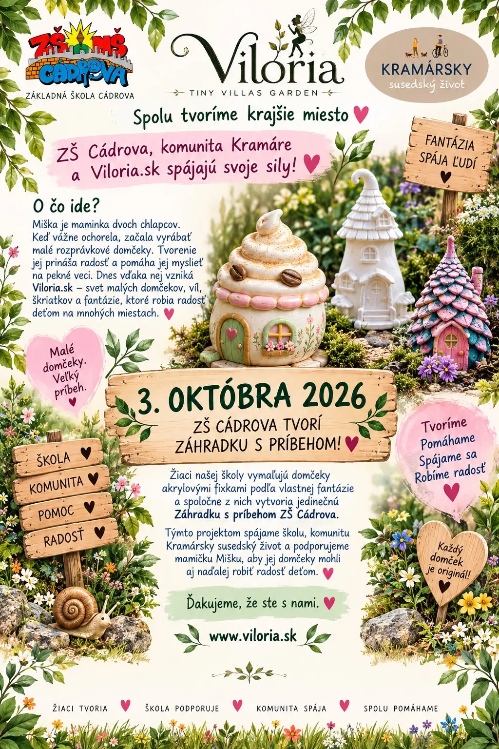 ZŠ Cádrova tvorí Záhradku s príbehom: Spájame komunitu, tvorivosť a pomáhame dobrej veci!
